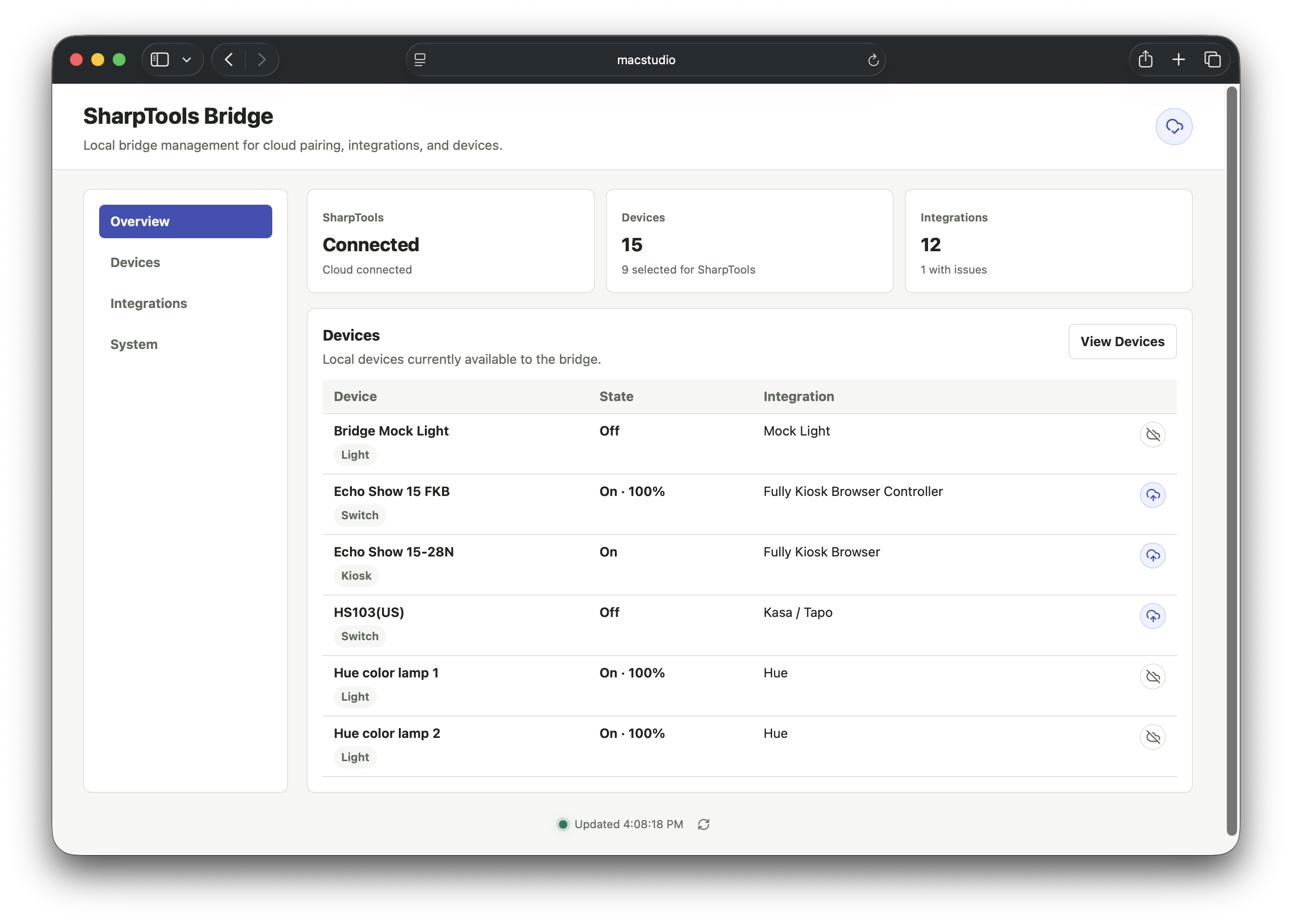 SharpTools Bridge - Overview Home Page